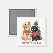 Merry Christmas Labrador Retriever Dogs Magneet (Voorkant / Achterkant)