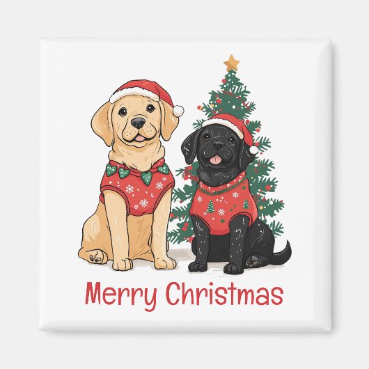 Merry Christmas Labrador Retriever Dogs Magneet (Voorkant)