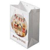 Merry Christmas Labrador Retriever Dogs Medium Cadeauzakje (Voorkant Gekanteld)