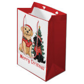 Merry Christmas Labrador Retriever Dogs Medium Cadeauzakje (Voorkant Gekanteld)