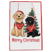 Merry Christmas Labrador Retriever Dogs Medium Cadeauzakje (Voorkant)