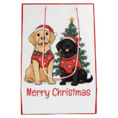 Merry Christmas Labrador Retriever Dogs Medium Cadeauzakje (Achterkant)