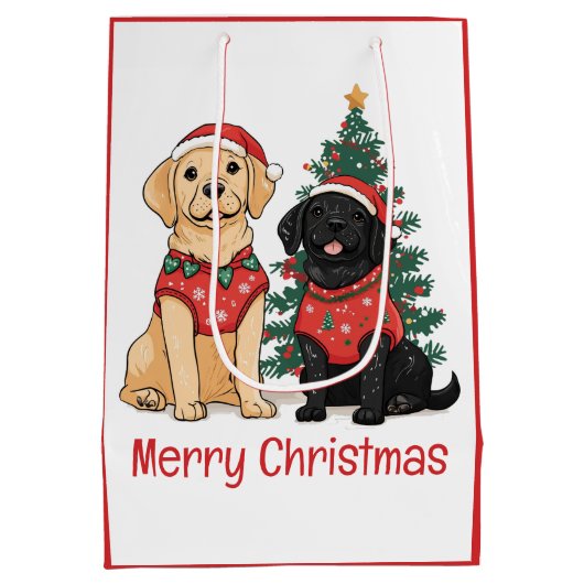 Merry Christmas Labrador Retriever Dogs Medium Cadeauzakje (Achterkant)