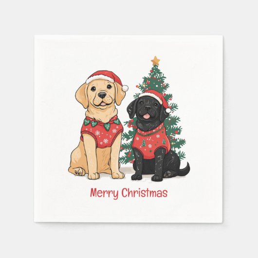 Merry Christmas Labrador Retriever Dogs Servet (Voorkant)