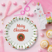 Merry Christmas Ladybug Red White Green Party Papieren Bordje (Feest)