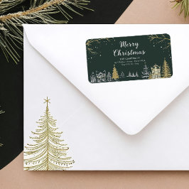 Merry Christmas Landscape Holiday Return Address Etiket