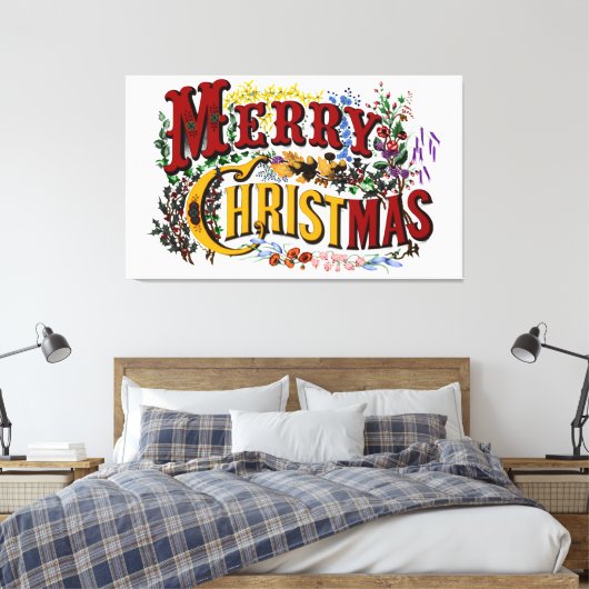 Merry Christmas Large Canvas Print - Customize (Insitu (Slaapkamer))