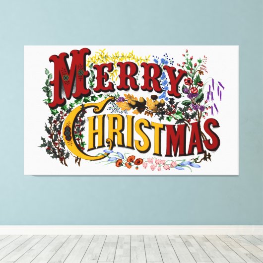 Merry Christmas Large Canvas Print - Customize (Insitu (Houten vloer))