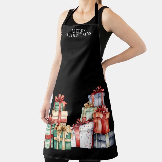 Merry Christmas, Large Christmas Gifts Wrapped Blk Schort (Insitu)