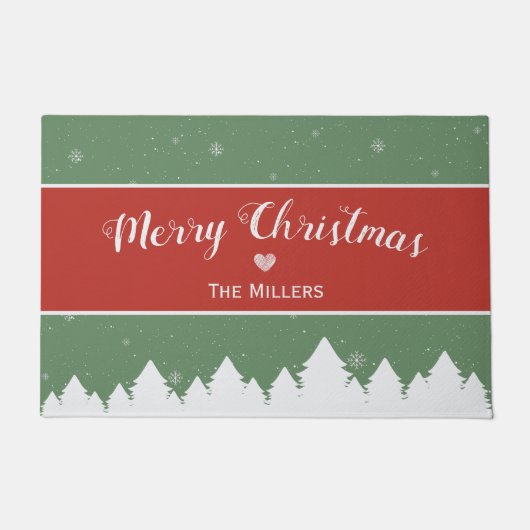 Merry Christmas Last Name Snowflake Deurmat (Voorkant)