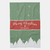 Merry Christmas Last Name Snowflake Theedoek (Verticaal)