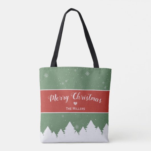 Merry Christmas Last Name Snowflake Tote Bag (Achterkant)
