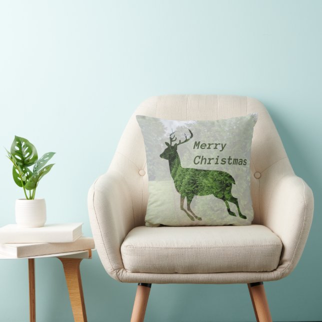 Merry Christmas Leaping Deer Sierkussen (Stoel)