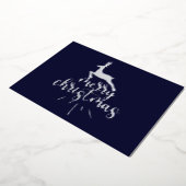 Merry Christmas Leaping Deer Silver  Folie Feestdagenkaart (Gedraaid)