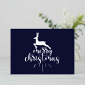 Merry Christmas Leaping Deer Silver  Folie Feestdagenkaart (Staand Voorkant)
