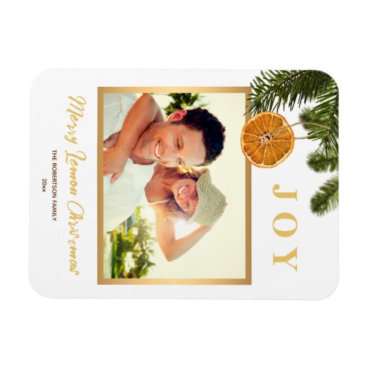Merry Christmas Lemon Gold fotomagneet Kaart Magneet (Horizontaal)