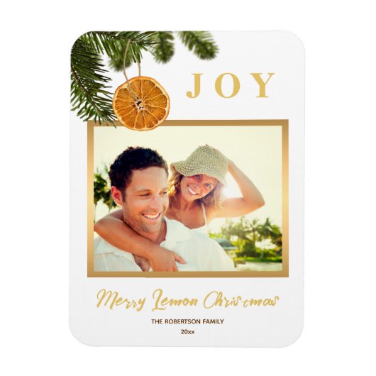 Merry Christmas Lemon Gold fotomagneet Kaart Magneet (Verticaal)