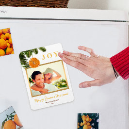 Merry Christmas Lemon Gold fotomagneet Kaart Magneet