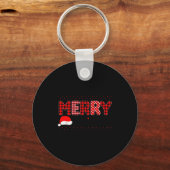 Merry Christmas Leopard Buffalo Red Plaid Santa Ha Sleutelhanger (Voorkant)