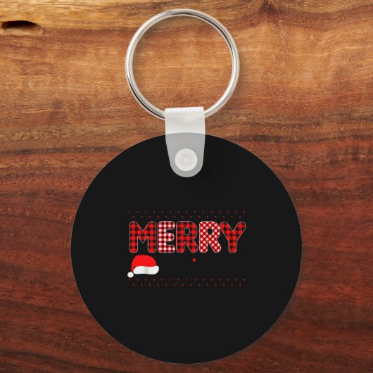 Merry Christmas Leopard Buffalo Red Plaid Santa Ha Sleutelhanger (Voorkant)