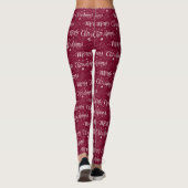 Merry Christmas Lettered Burgundy Red Leggings (Achterkant)