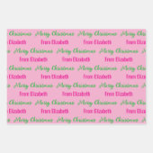 Merry Christmas Light Pink & Hot Pink Script Naam Inpakpapier Vel (Voorkant)