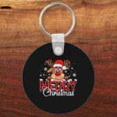Merry Christmas Light Reindeer Xmas Matching Famil Sleutelhanger (Voorkant)