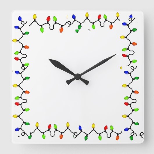 **MERRY CHRISTMAS LIGHTS** CLOCK VIERKANTE KLOK (Voorkant)