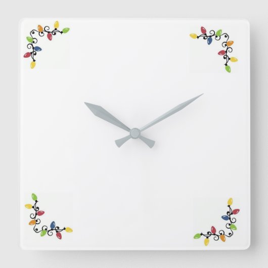 **MERRY CHRISTMAS LIGHTS** CLOCK VIERKANTE KLOK (Voorkant)