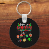 Merry Christmas Lights Dog Paw Xmas  Sleutelhanger (Voorkant)