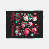 Merry Christmas Lights Flamingo Santa Hat Snow Xma Fleece Deken (Voorkant (Horizontaal))