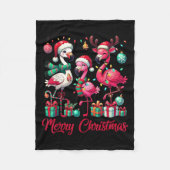 Merry Christmas Lights Flamingo Santa Hat Snow Xma Fleece Deken (Voorkant)