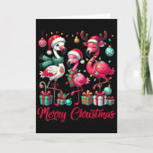 Merry Christmas Lights Flamingo Santa Hat Snow Xma Kaart (Voorkant)