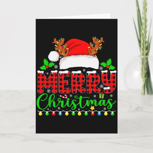 Merry Christmas Lights Funny Xmas Pjs Men Women Fa Kaart (Voorkant)