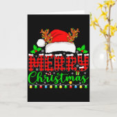 Merry Christmas Lights Funny Xmas Pjs Men Women Fa Kaart (Gele Bloem)