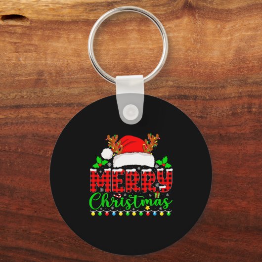 Merry Christmas Lights Funny Xmas Pjs Men Women Fa Sleutelhanger (Voorkant)