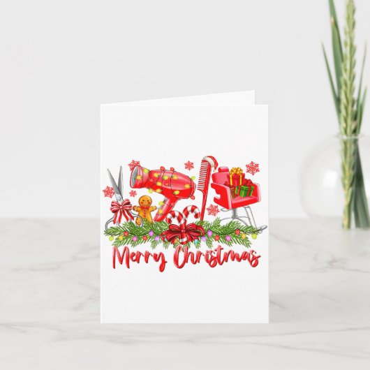 Merry Christmas Lights Hairstylist Tool Hairdresse Kaart (Voorkant)