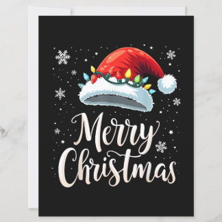 Merry Christmas Lights Red Santa Hat Tree Family