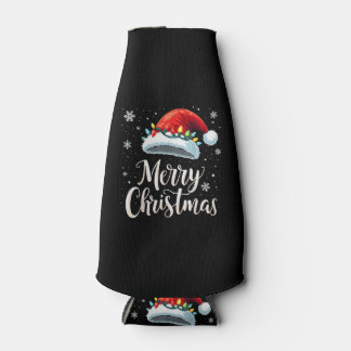 Merry Christmas Lights Red Santa Hat Tree Family Flesjeskoeler