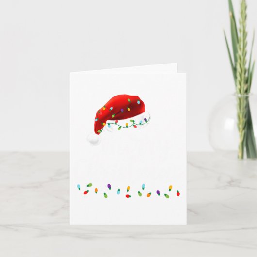 Merry Christmas Lights Red Santa Hat Xmas Family M Kaart (Voorkant)
