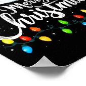 Merry Christmas Lights Red Santa Hat Xmas Family M Poster (Hoek)