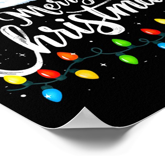 Merry Christmas Lights Red Santa Hat Xmas Family M Poster (Hoek)