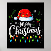 Merry Christmas Lights Red Santa Hat Xmas Family M Poster (Voorkant)