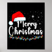Merry Christmas Lights Red Santa Hat Xmas Family M Poster (Voorkant)