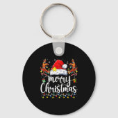Merry Christmas Lights Red Santa Hat Xmas Family M Sleutelhanger (Voorkant)