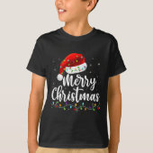 Merry Christmas Lights Red Santa Hat Xmas Family M T-shirt (Voorkant)