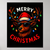 Merry Christmas Lights Reindeer Xmas Family Men Wo Poster (Voorkant)