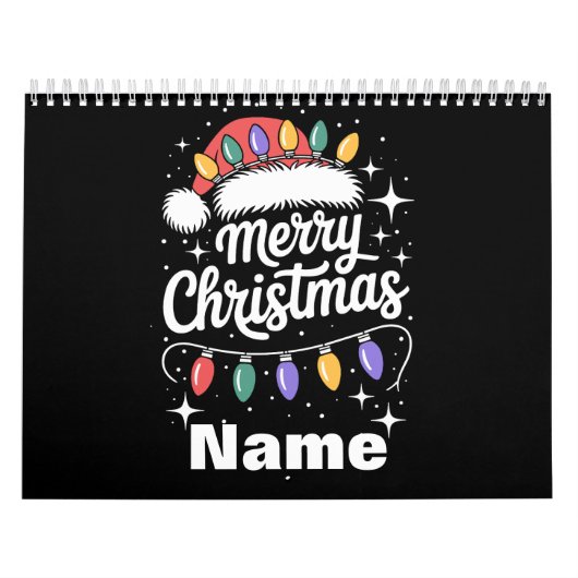 Merry Christmas Lights Santa Hat Personalized Gift Kalender (Hoes)