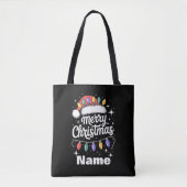 Merry Christmas Lights Santa Hat Personalized Gift Tote Bag (Voorkant)