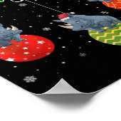 Merry Christmas Lights Santa Hat Rhino Ugly Xmas T Poster (Hoek)